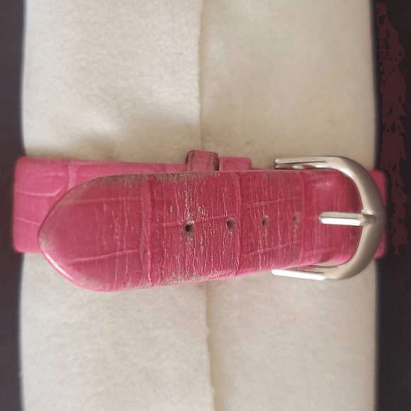 Peugeot Ladies Silvertone Watch with Pink Crocodile Band‎ Fresh Battery - Picture 2 of 6